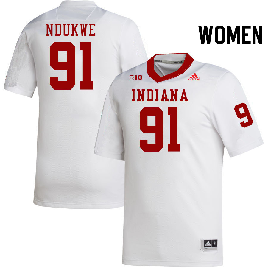 Women #91 Daniel Ndukwe Indiana Hoosiers College Football Jerseys Stitched-White